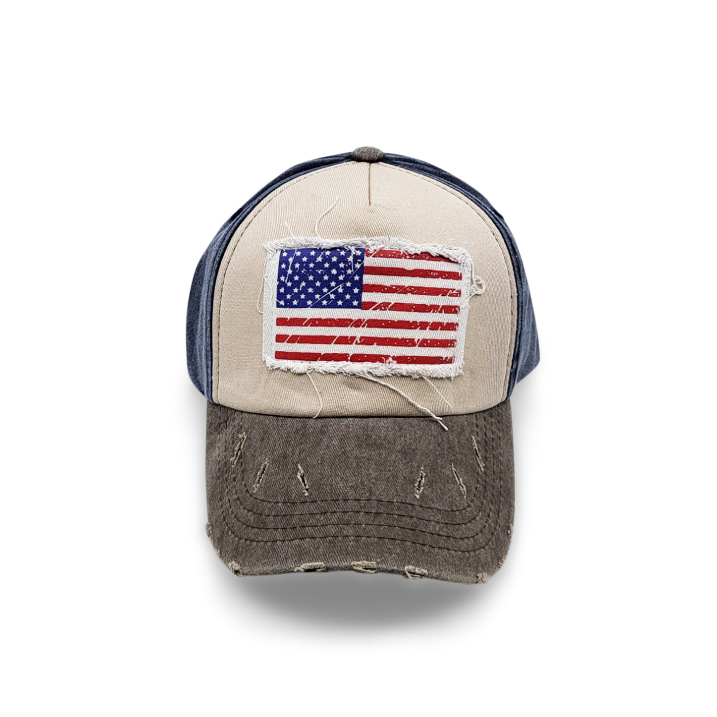 Brown/Blue Design Flag Cap