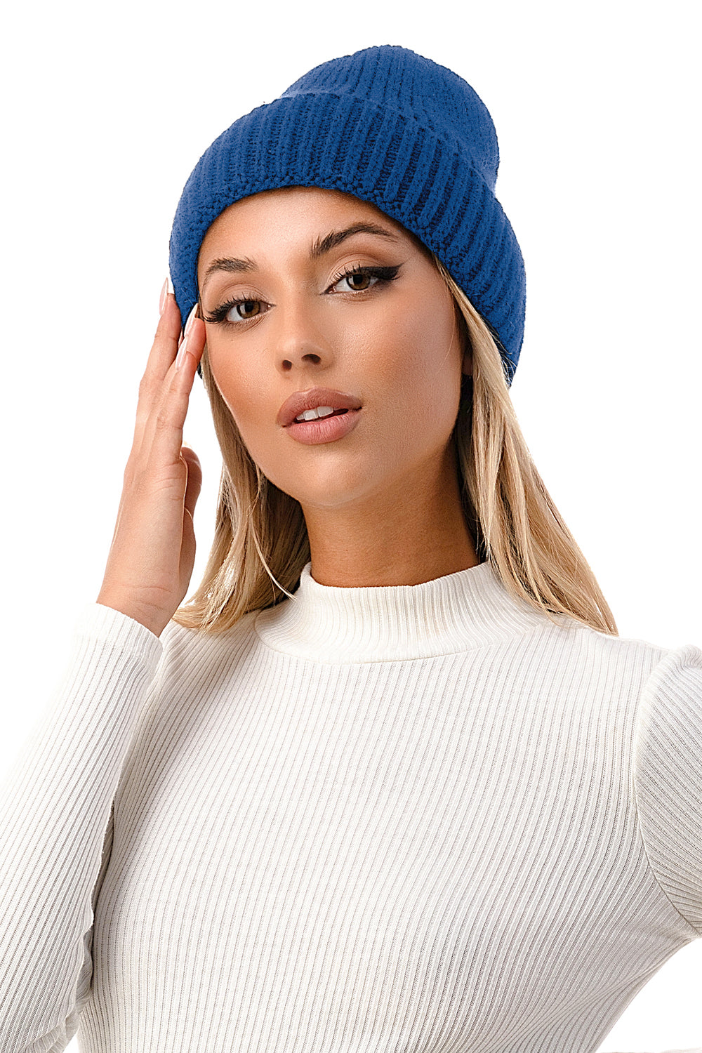 Watch Blue Cap Knit Beanie