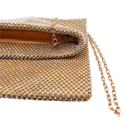 Rhinestone Clutch Hand Bag With Chain